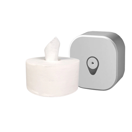 Kundenspezifisches 600-g-Center-Pull-Jumbo-Rollen-Toilettenpapier, 2-lagiges wasserlösliches Toilettenpapier für Hotelwaschräume