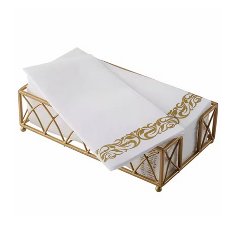 Weiße, stoffähnliche Papierservietten, individuell vergoldet, bedruckte Airlaid-Dinnerserviette, für Restaurant, Hotel, Hochzeit, Tischparty